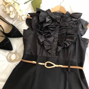 Black Cocktail Dress with Ruffles
